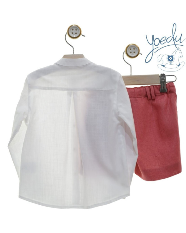 Conjunto niño camisa y bermuda fresa (talla pequeño)