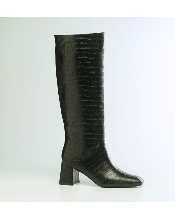Bota alta negra cocodrilo