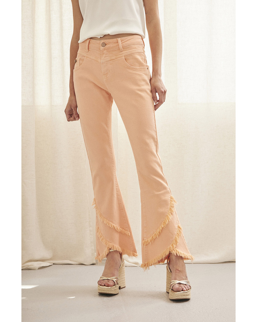 Pantalón cropped flare salmón