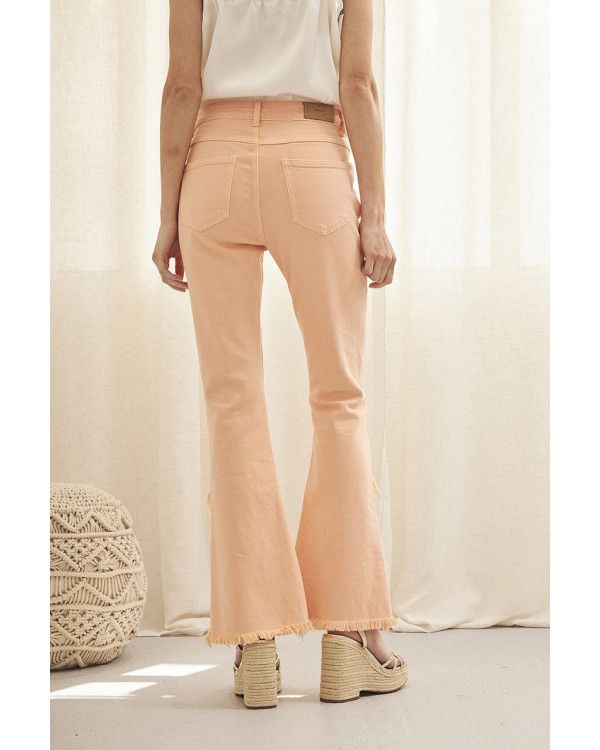 Pantalón cropped flare salmón