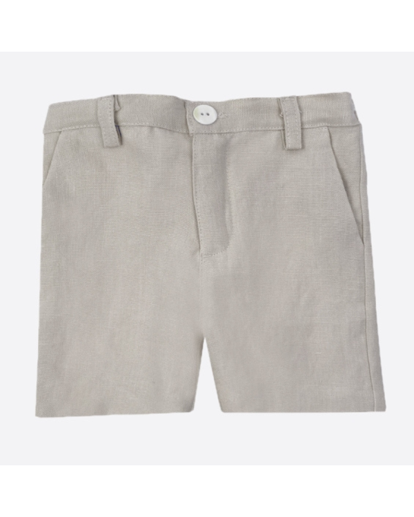 Pantalón corto niño lino tostado + fajín