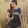 Vestido faralae tenzel con fajín perlas