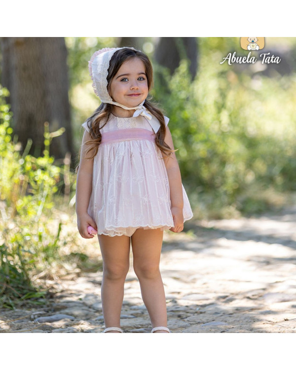 Jesusito tul bordado rosa empolvado (sin capota)