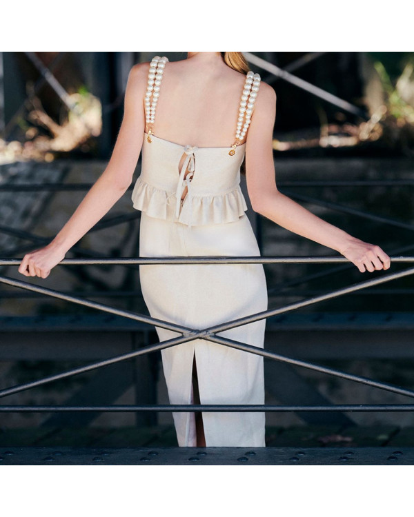 Vestido detalles perlas