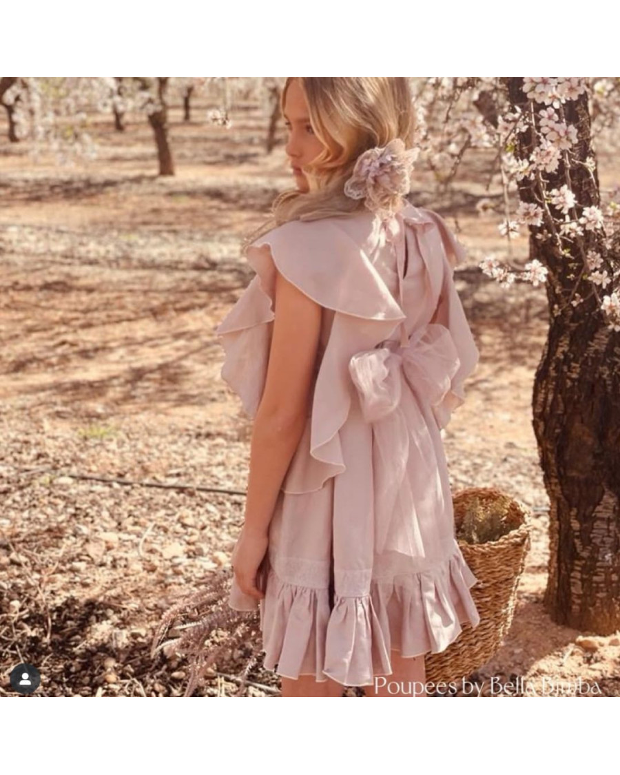 Vestido faralae rosa lino sin fajín