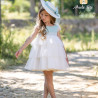 Vestido tul beige y  verde agua marina