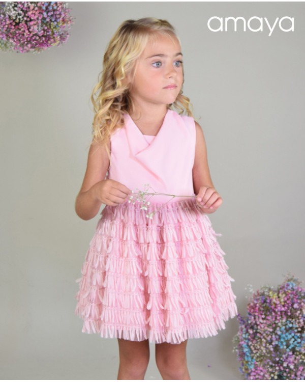 Vestido rosa crep y falda