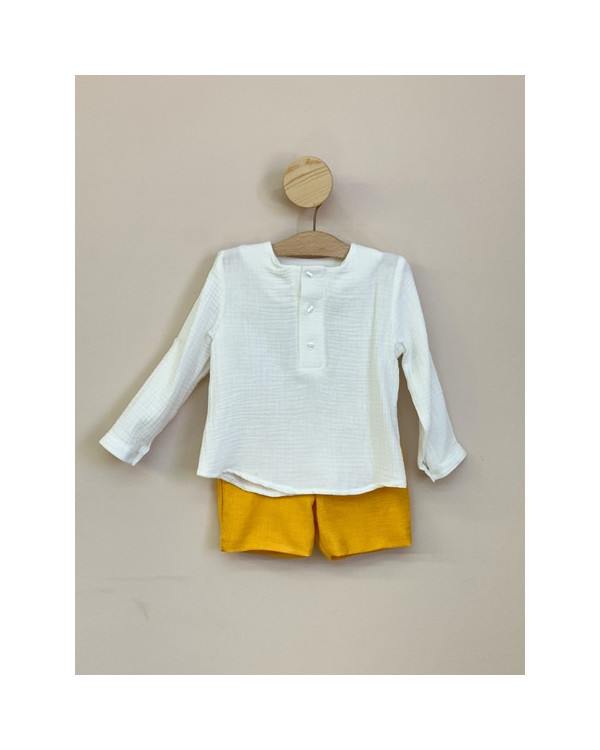 Conjunto niño camisa y bermuda mostaza