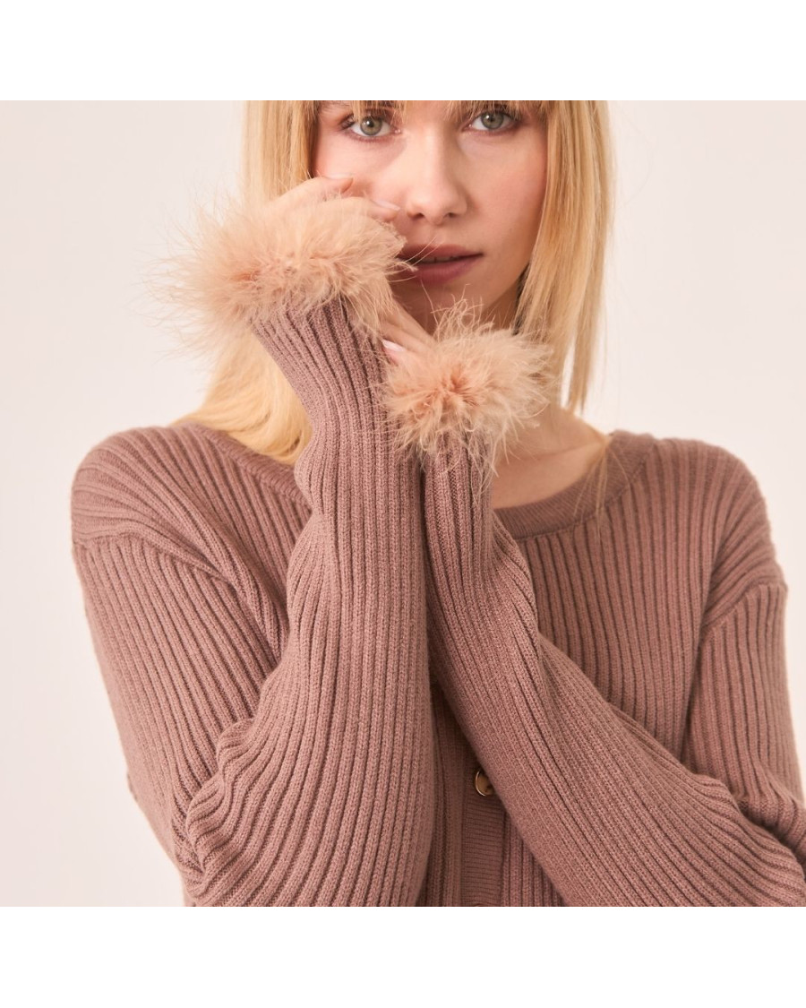 Cardigan con detalle pelo en puños