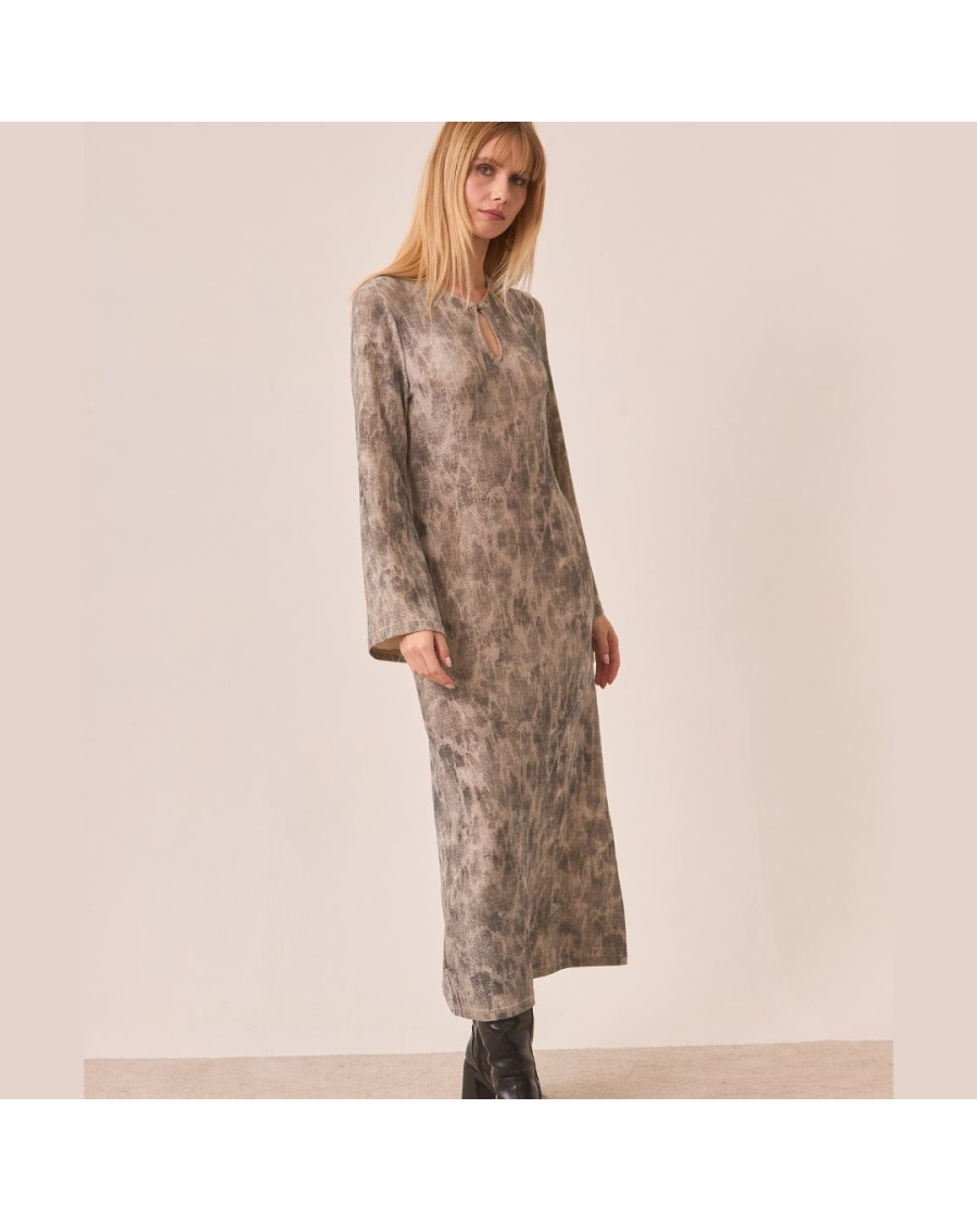 Vestido largo efecto tie-dye lurex