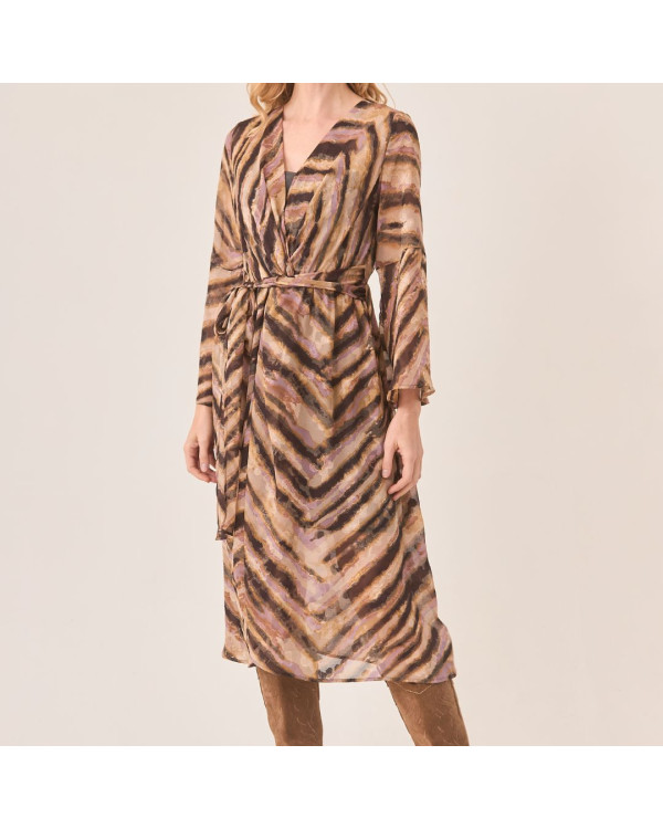 Vestido largo fluido con detalle nudo cintura