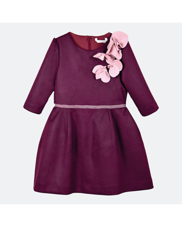 Vestido sarga burdeos