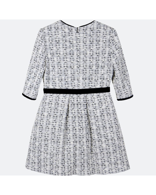 Vestido blanco y negro lazo cintura