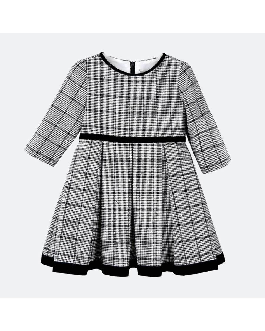 Vestido cuadros blanco y negro