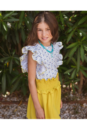 Conjunto blusa y falda pececitos