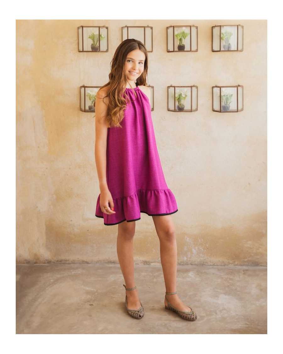 Vestido bugambilla lazo negro