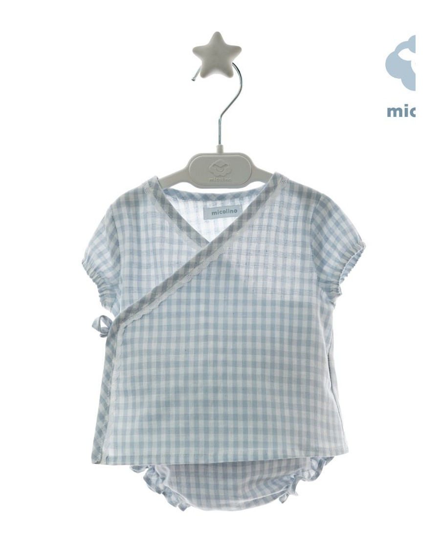 Conjunto cruzado vichy celeste