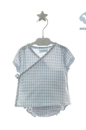 Conjunto cruzado cuadros vichy celeste