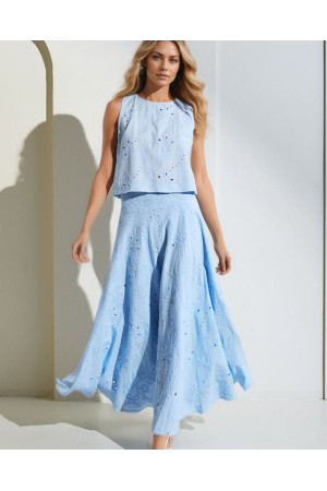 Conjunto top azul y falda