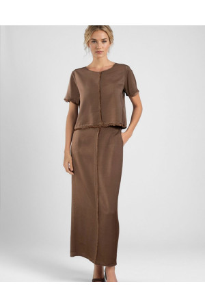 Conjunto de top y falda larga marrón