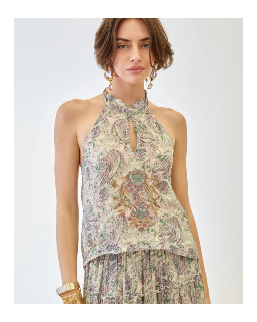 Top estampado cuello halter