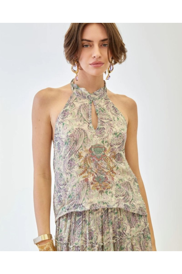 Top estampado cuello halter