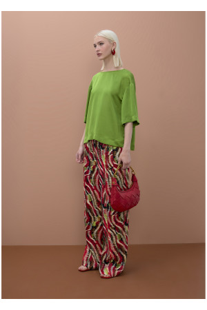 Pantalón satinado estampado multicolor