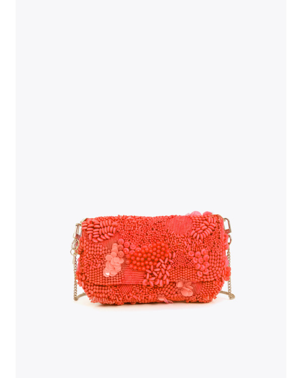Bolso baguet piedras coral