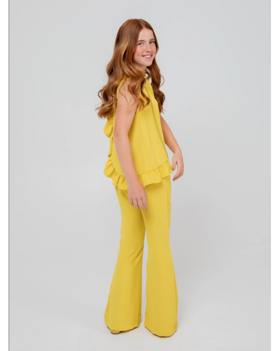 Conjunto lima top y pantalón flare