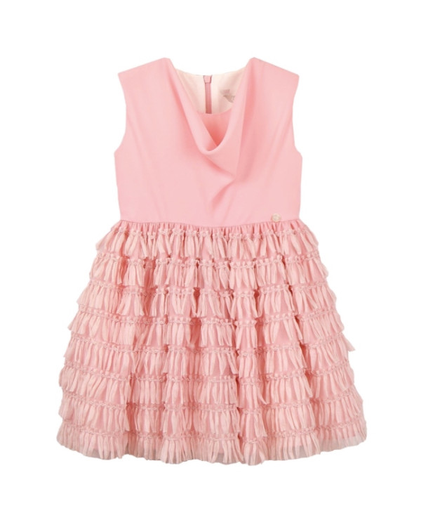 Vestido rosa crep y falda