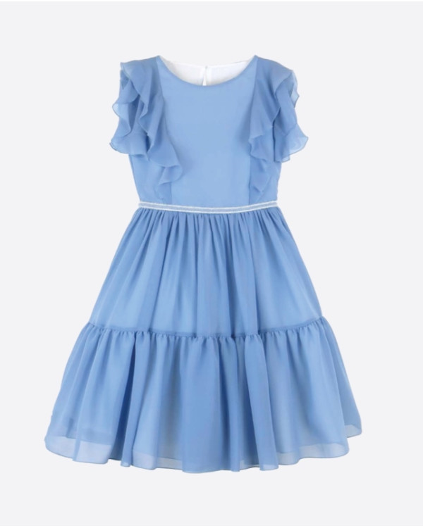 Vestido junior  en gasa azul