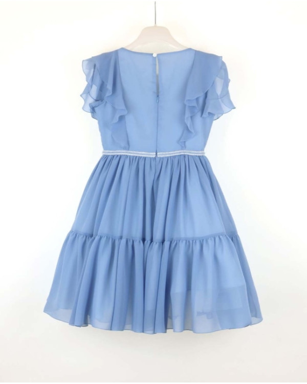 Vestido junior  en gasa azul