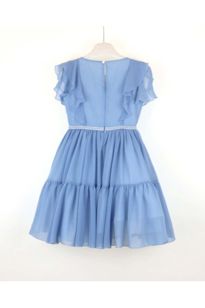 Vestido junior  en gasa azul