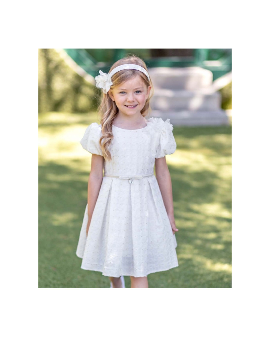 Vestido infantil en jacquard de algodón