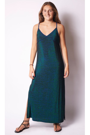 vestido lurex azul