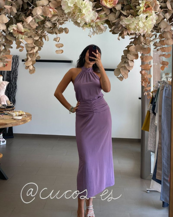 Conjunto top y falda morado