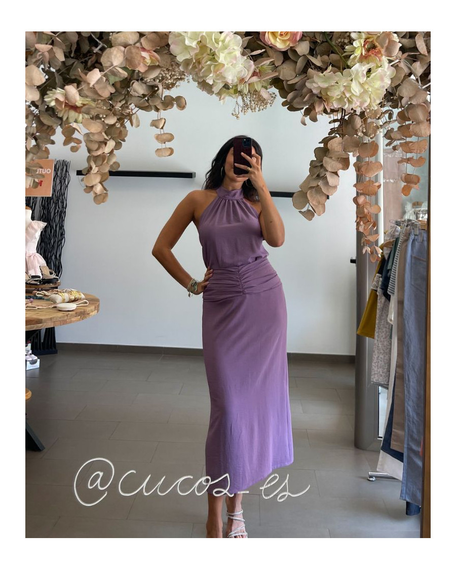 Conjunto top y falda morado
