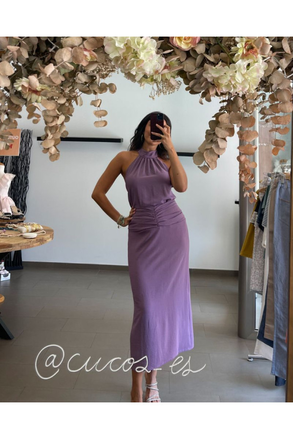 Conjunto top y falda morado