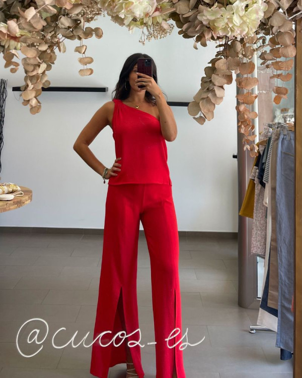 Conjunto Top y pantalón rojo