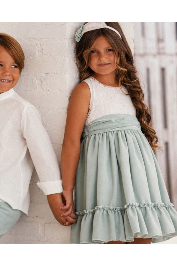 Vestido verde agua con espalda abierta