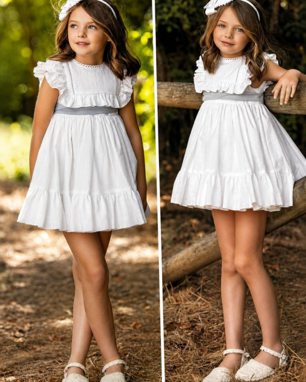 Vestido blanco lino con...