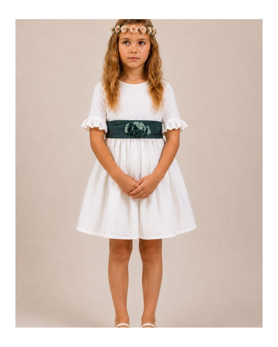 Vestido bambula fajin verde olivo