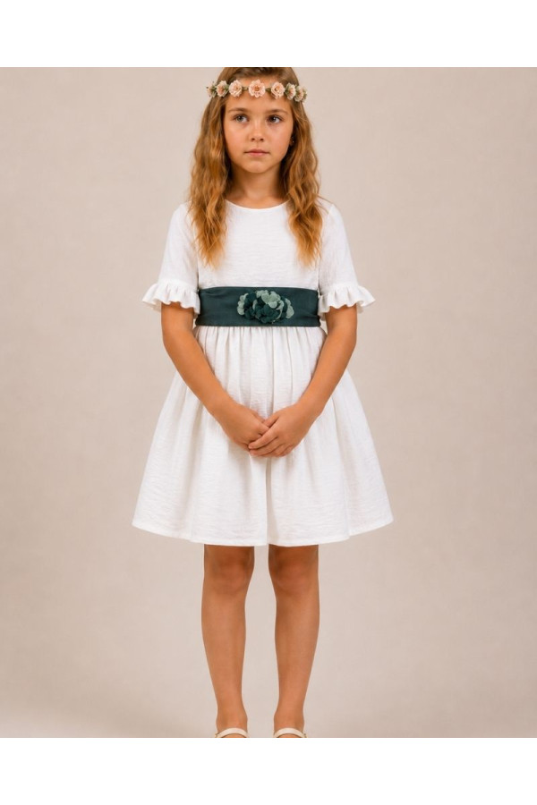Vestido bambula fajin verde olivo