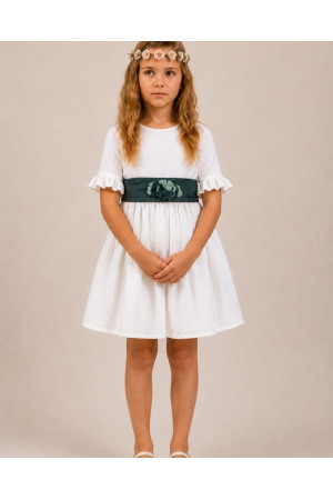 Vestido bambula fajin verde olivo