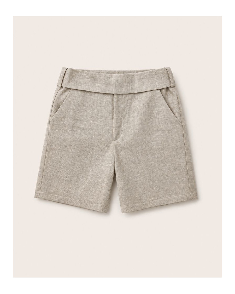 Pantalón corto lino color piedra con fajín