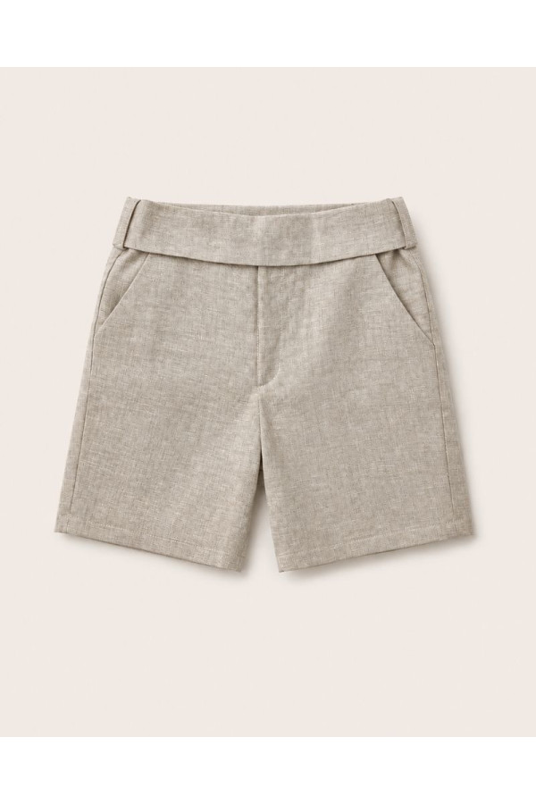 Pantalón corto lino color piedra con fajín