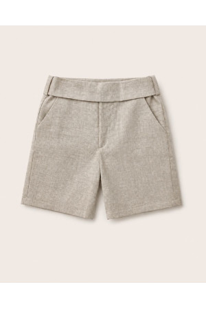 Pantalón corto lino color piedra con fajín