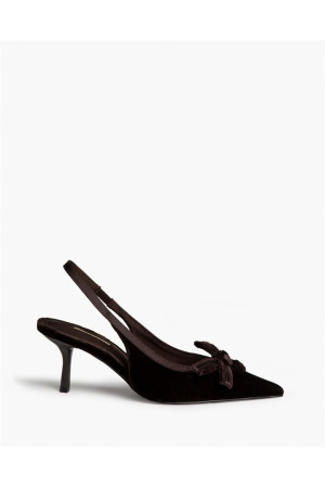 Zapato salón tacón fino color café