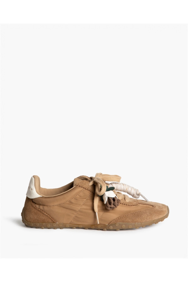 Zapatilla casual cordones camel
