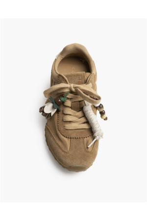 Zapatilla casual cordones camel